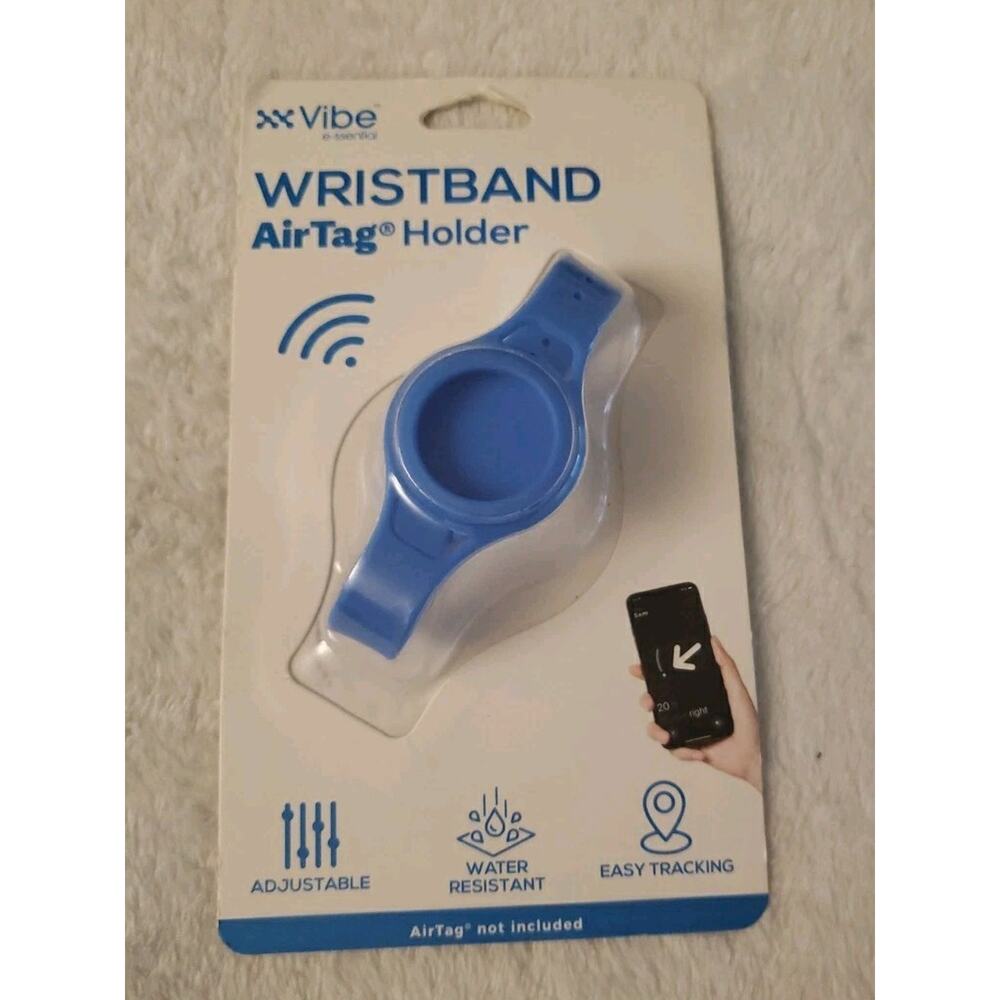 Vibe Wristband Airtag Holder Blue Adjustable, Water Resistant, NEW SEALED
